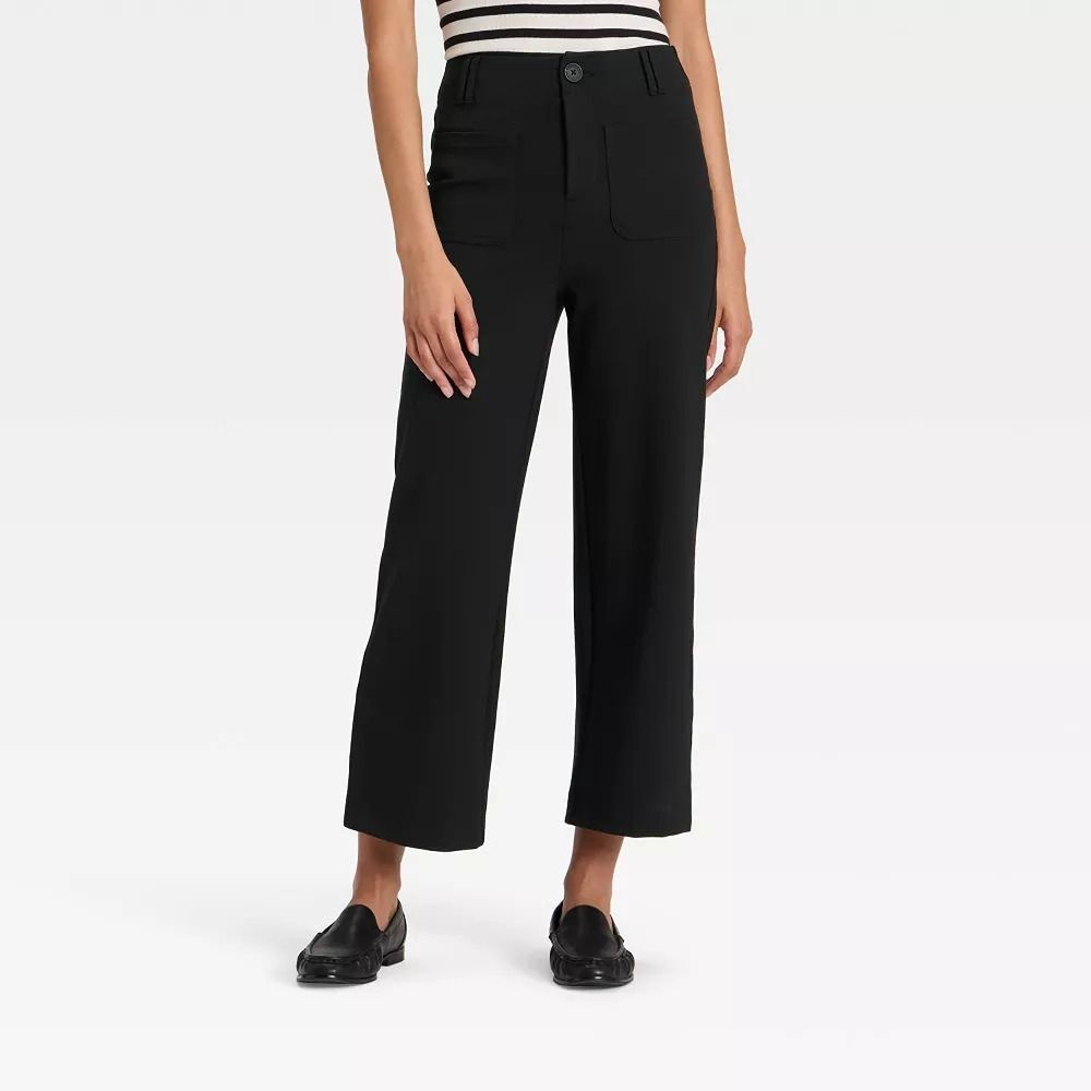 Women's High-Rise Cropped Pants - A New Day Black 14